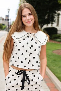 Meggy Dot Top - Cream/Black - MerciGrace BoutiqueTop