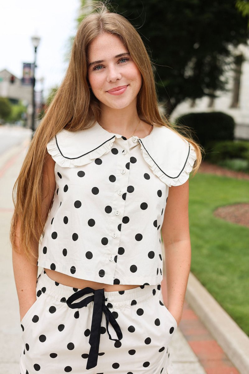 Meggy Dot Top - Cream/Black - MerciGrace BoutiqueTop