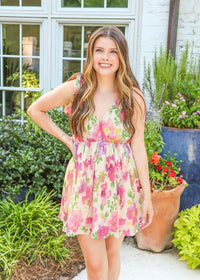 Melanie Tie Shoulder Mini Dress - Raspberry Rose - MerciGrace BoutiqueDress