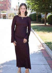 Merlot Kisses Polka Dot Maxi Dress - Burgundy - MerciGrace BoutiqueDress