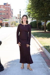 Merlot Kisses Polka Dot Maxi Dress - Burgundy - MerciGrace BoutiqueDress