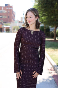 Merlot Kisses Polka Dot Maxi Dress - Burgundy - MerciGrace BoutiqueDress