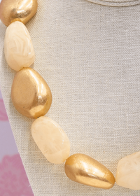 Metal & Acrylic Mixed Link Necklace - Ivory/Gold - MerciGrace BoutiqueNecklace