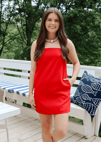 Mia Strapless Mini Dress - Red - MerciGrace BoutiqueDress