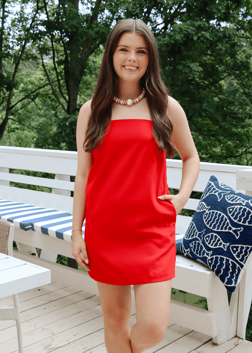 Mia Strapless Mini Dress - Red - MerciGrace BoutiqueDress