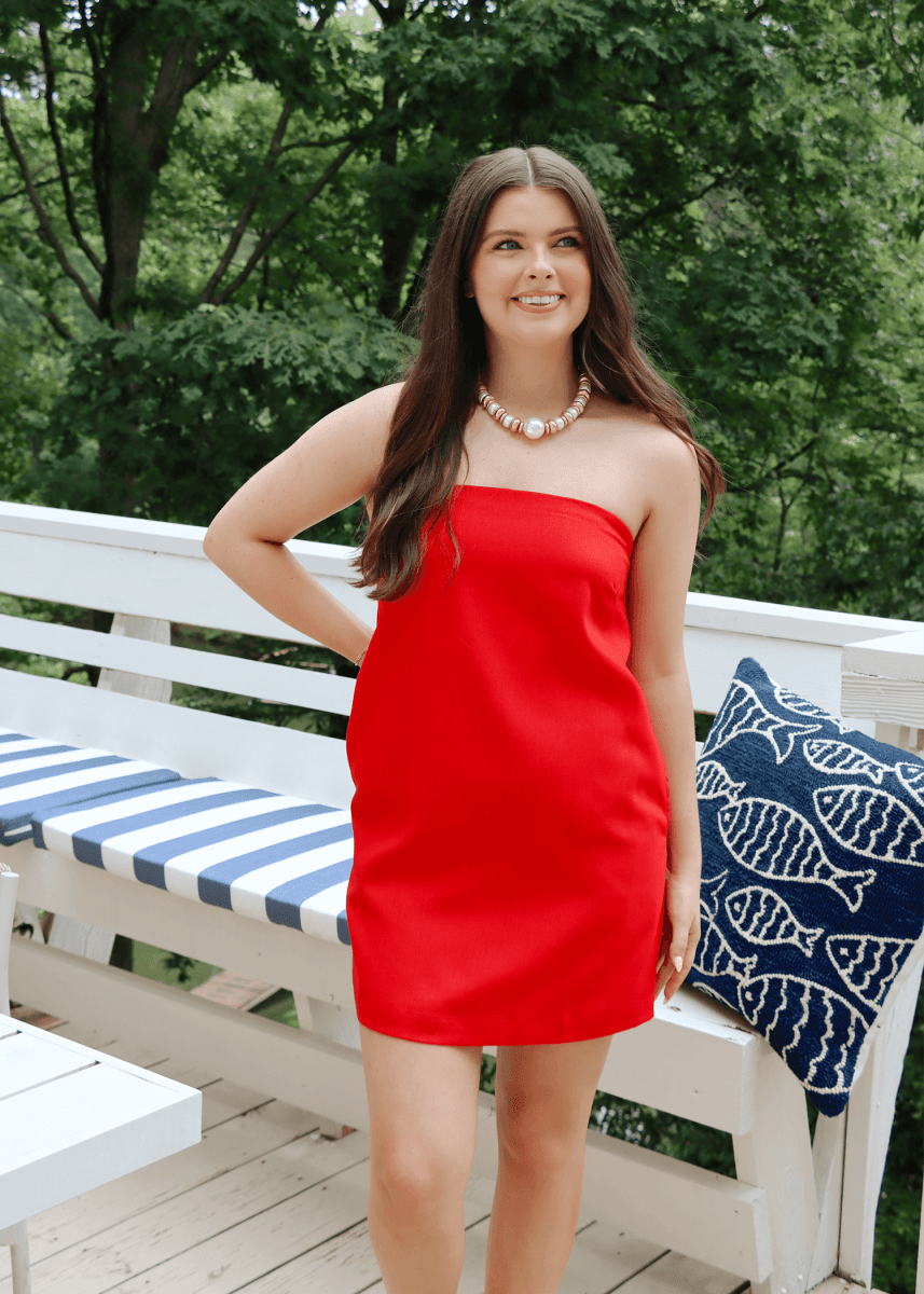 Mia Strapless Mini Dress - Red - MerciGrace BoutiqueDress