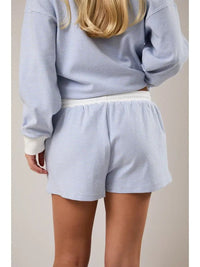 Mid Rise Stripe Shorts - Blue Cream Stripe - MerciGrace BoutiqueShorts