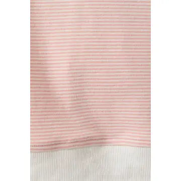 Cozy peach and cream striped lounge shorts with mid rise fit