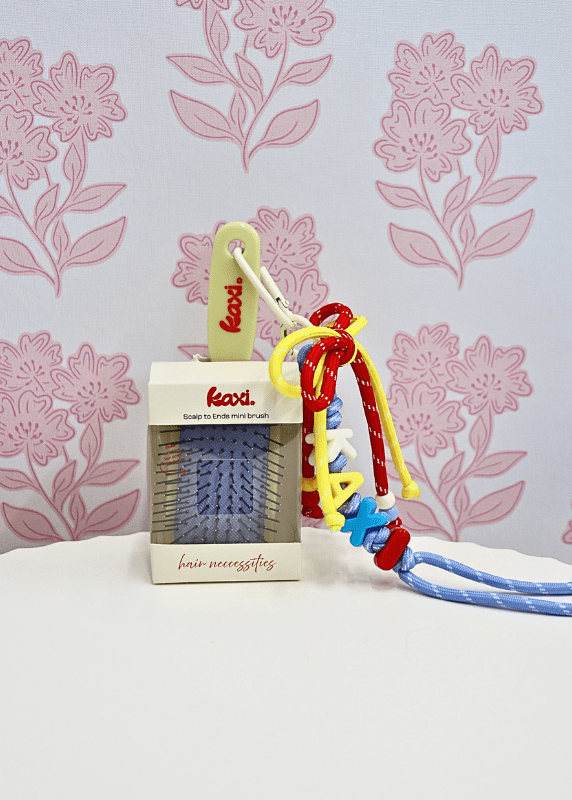Mini Scalp To Ends Bag Charm Brush - Butter Yellow/Light Blue