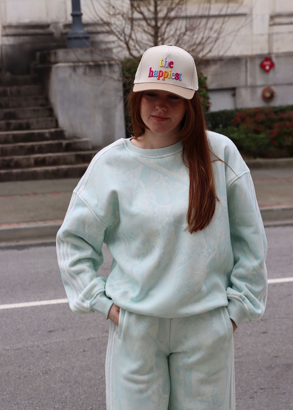 Camo Printed Side Stripe Detail Sweatshirt - Mint