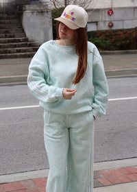 Mint camo sweatshirt styled with casual athleisure outfit