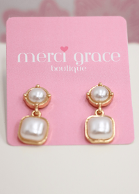 Mixed Shape Pearl Drop Earrings - Pearl/Gold - MerciGrace BoutiqueEarrings