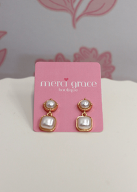 Mixed Shape Pearl Drop Earrings - Pearl/Gold - MerciGrace BoutiqueEarrings