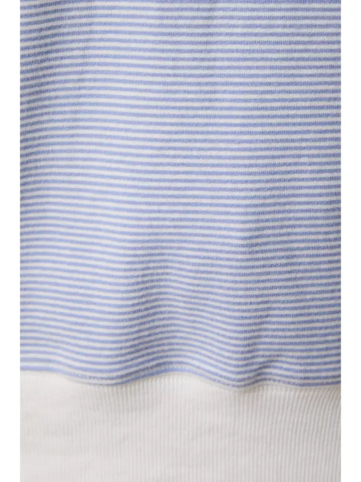 Mock Neck Sweatshirt Top - Blue Cream Stripe - MerciGrace BoutiqueTop