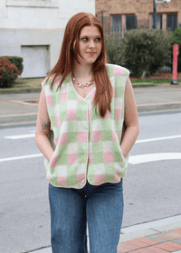 Multi Color Gingham Vest - Mint Combo - MerciGrace BoutiqueVest