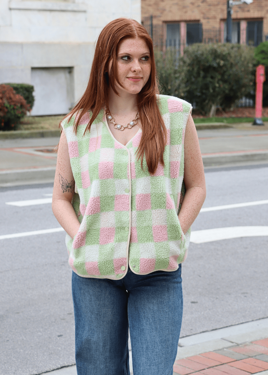 Multi Color Gingham Vest - Mint Combo - MerciGrace BoutiqueVest