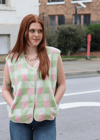 Multi Color Gingham Vest - Mint Combo - MerciGrace BoutiqueVest