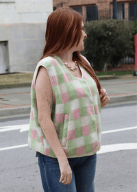 Multi Color Gingham Vest - Mint Combo - MerciGrace BoutiqueVest