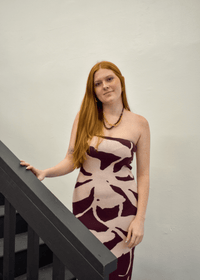 My Dearest Knit Jacquard Tube Dress - Burgundy/Pink - MerciGrace BoutiqueDress