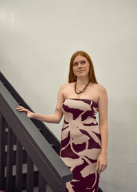 My Dearest Knit Jacquard Tube Dress - Burgundy/Pink - MerciGrace BoutiqueDress