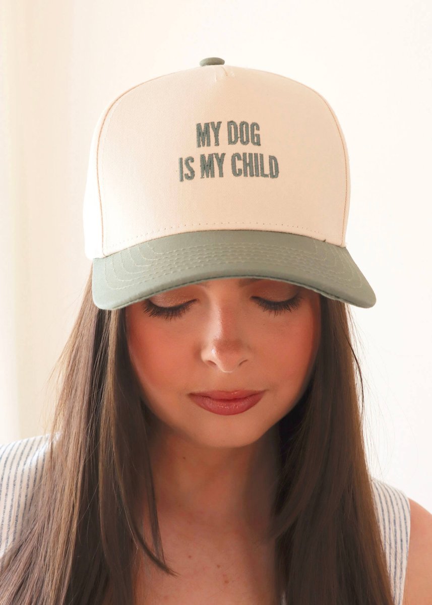 My Dog is My Child Hat - Sage/Natural - MerciGrace BoutiqueHat