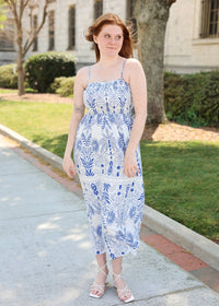 Nadine Palm Maxi Dress - Nautical Blue/White - MerciGrace BoutiqueDress