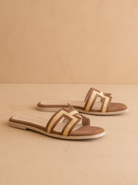 Ena H raffia slide styled for summer resort outfit