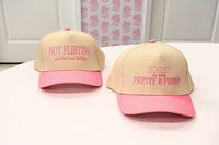 Not Flirting Just Hot Structured Baseball Hat - Pink/Natural - MerciGrace BoutiqueHat