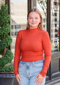 Nothing Better Ribbed Long Sleeve - Rust - MerciGrace BoutiqueTop