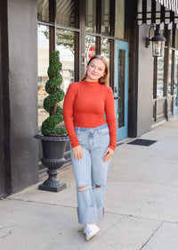 Nothing Better Ribbed Long Sleeve - Rust - MerciGrace BoutiqueTop