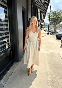 Olivia Bow Tie Linen Midi Dress - MerciGrace BoutiqueDress