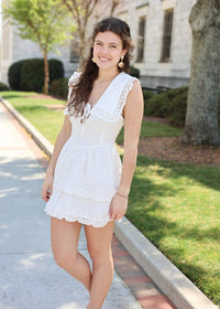 Olivia Eyelet Mini Dress - White - MerciGrace BoutiqueDress