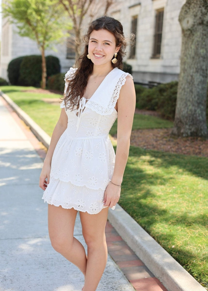 eyelet white mini dress Olivia neckline gives the dress Size:Full Bed (Includes Locally Made Mattress) goth wedding dress Fashion Plus Holiday Dresses