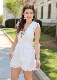 Olivia Eyelet Mini Dress - White - MerciGrace BoutiqueDress