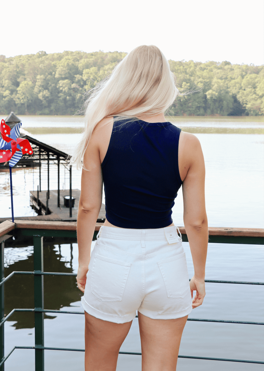 On My Mind Cropped Knit Tank - Navy - MerciGrace BoutiqueTank