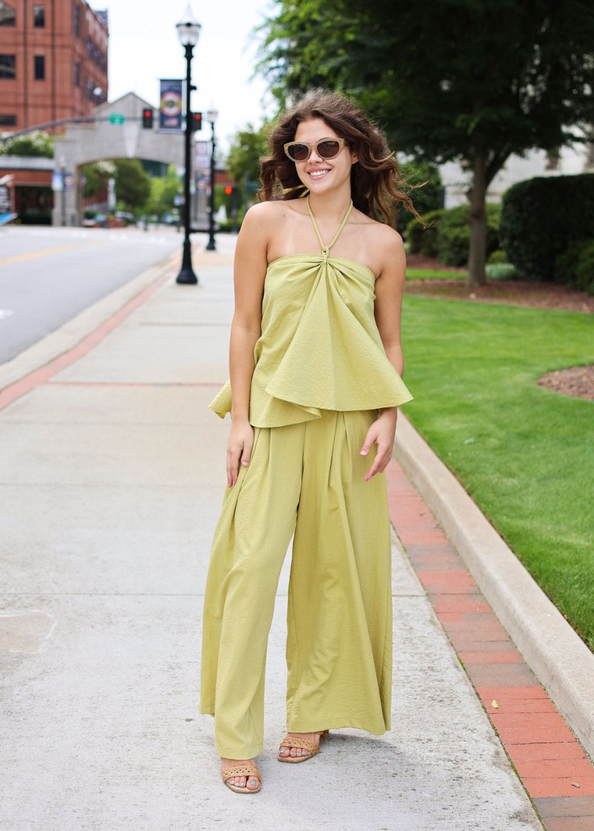 Palm Coast Linen Pants - Avocado