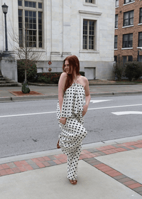 Palm Coast Polka Dot Linen Halter - MerciGrace BoutiqueTop