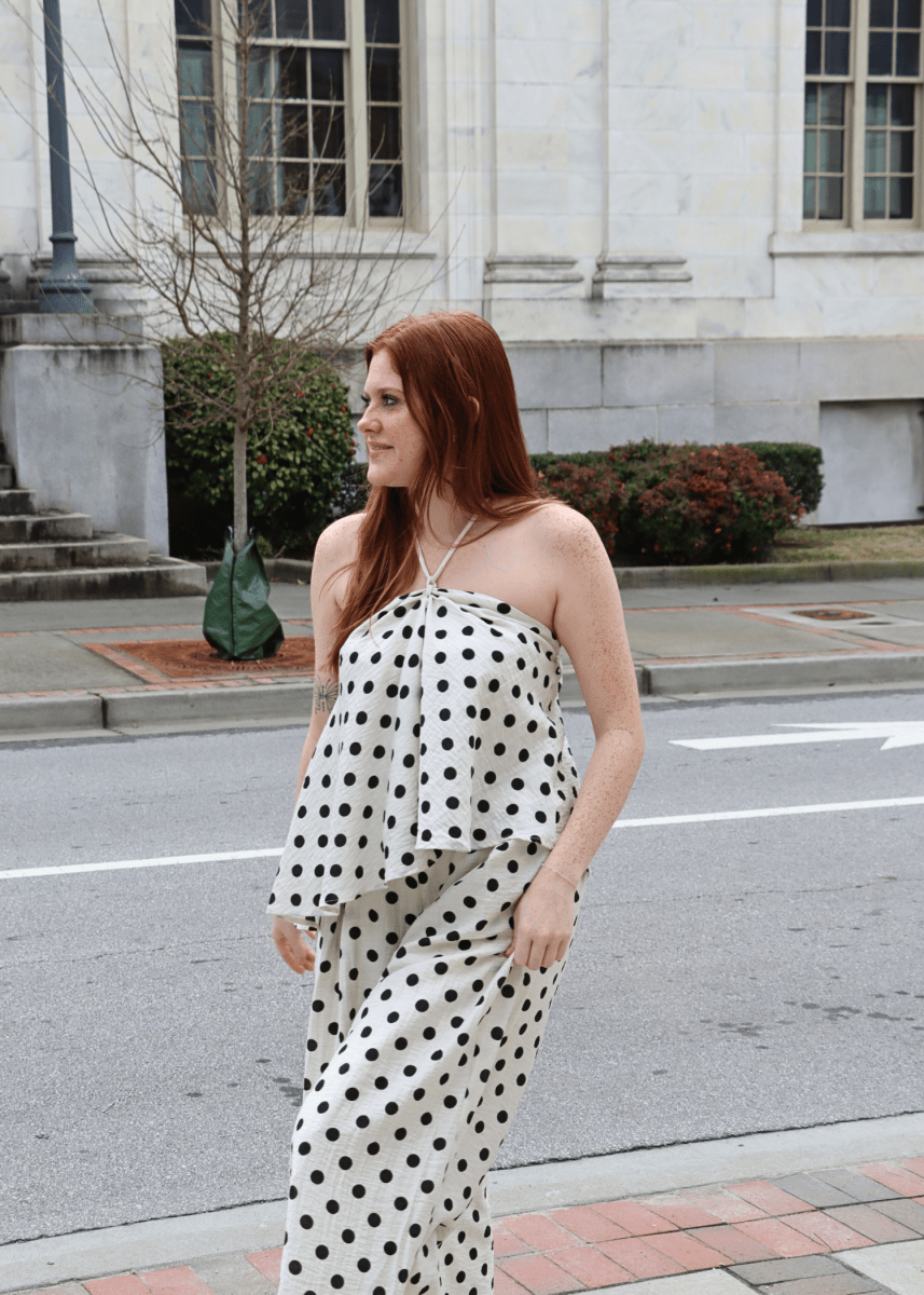 Palm Coast Polka Dot Linen Halter - MerciGrace BoutiqueTop