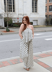 Palm Coast Polka Dot Linen Halter - MerciGrace BoutiqueTop