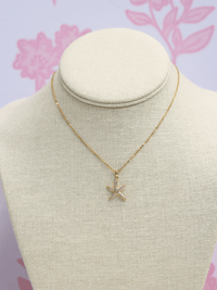 Pave Crystal Starfish Pendant Necklace - Gold/Clear - MerciGrace BoutiqueNecklace