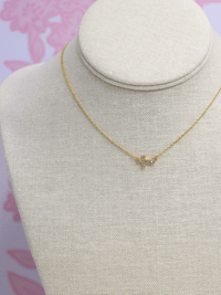 Pave CZ Sideways Cross Necklace - Gold/Clear - MerciGrace BoutiqueNecklace