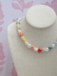 Pearl & Ceramic Shell Mixed Necklace - Multi - MerciGrace BoutiqueNecklace