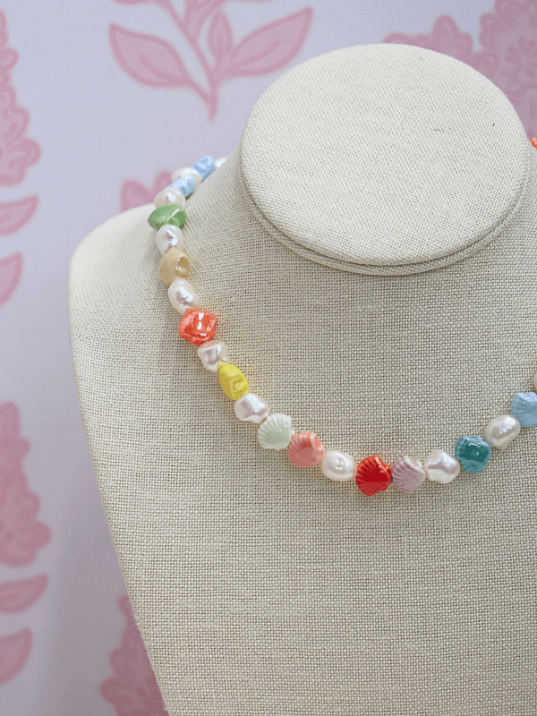 Pearl & Ceramic Shell Mixed Necklace - Multi - MerciGrace BoutiqueNecklace