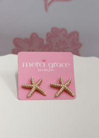 Pearl Starfish Earrings - Gold/White Pearl - MerciGrace BoutiqueEarrings