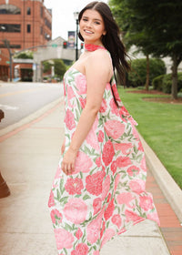 Peony Bloom Scarf-Tie Maxi Dress - MerciGrace BoutiqueDresses