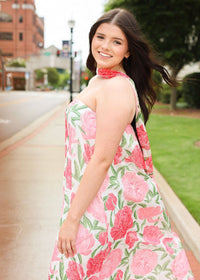 Peony Bloom Scarf-Tie Maxi Dress - MerciGrace BoutiqueDresses