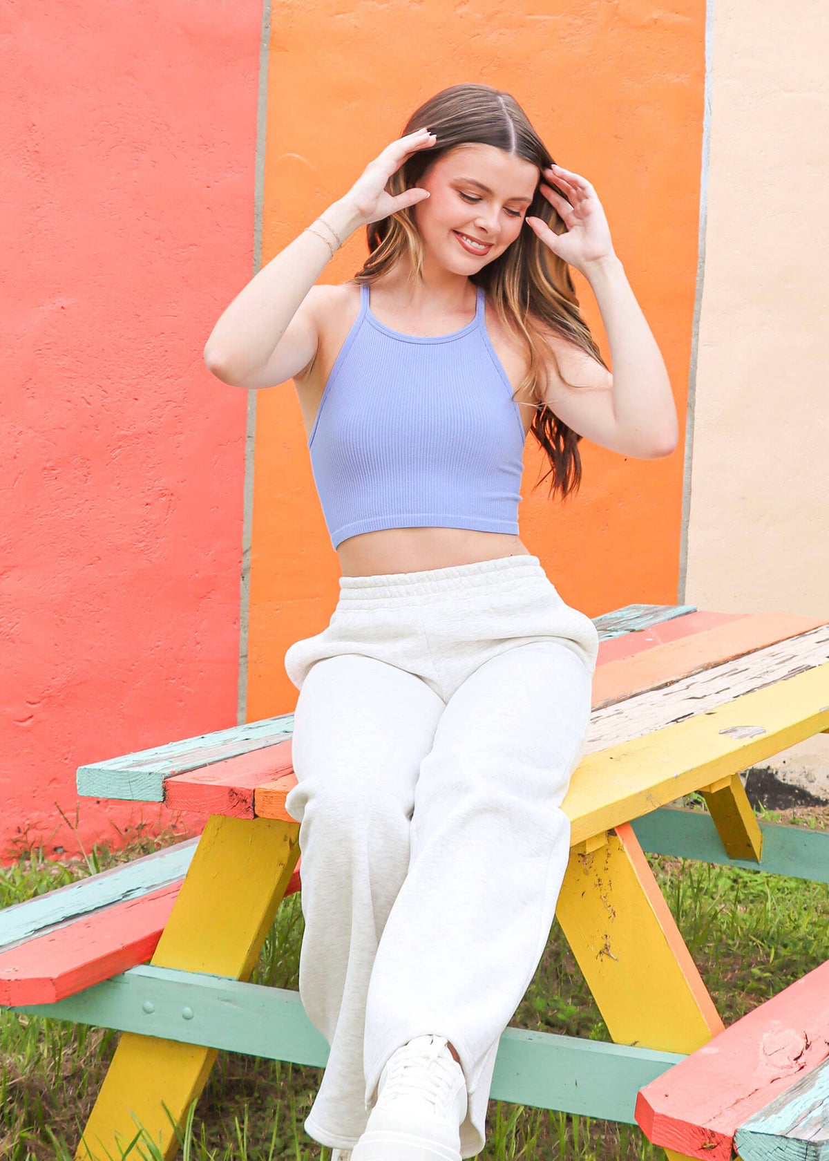 Knock Out Halter Top - Periwinkle Tops MerciGrace Boutique.