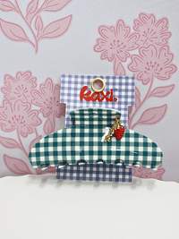 Picking Berries Claw Clip - Blue Gingham - MerciGrace BoutiqueHair Clips
