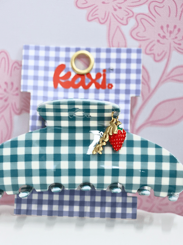 Picking Berries Claw Clip - Blue Gingham - MerciGrace BoutiqueHair Clips