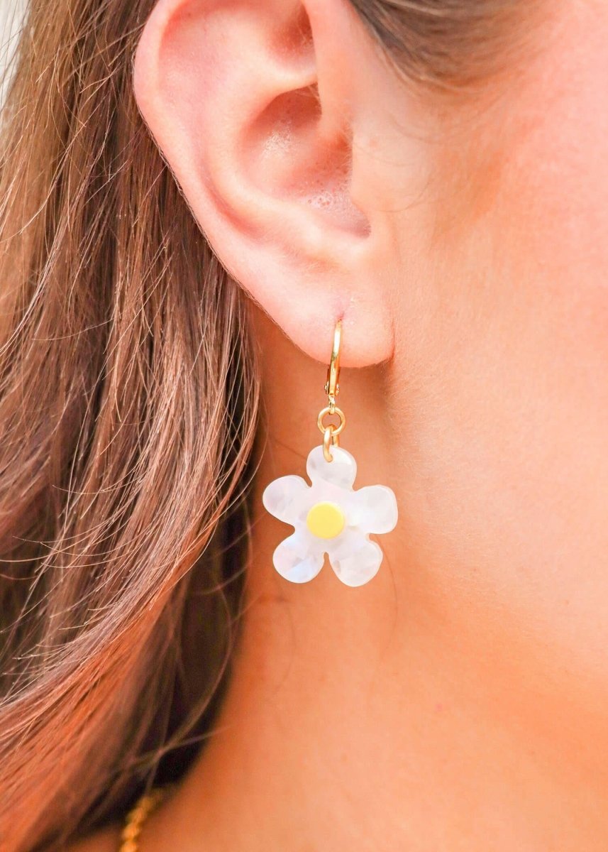 Picking Daisies Earrings - Gold/White - MerciGrace BoutiqueEarrings